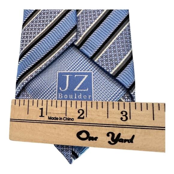 JZ Richard's Men's Blue Striped Silk Repp Tie Long Made in the United States - Picture 6 of 7